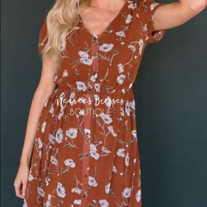 High low Rust Floral Dress
